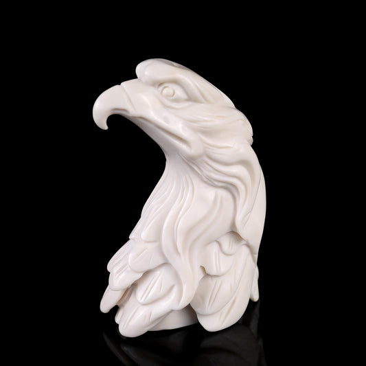 4.1" White Jade Hand Carved Crystal Eagle Sculpture Crystallumi