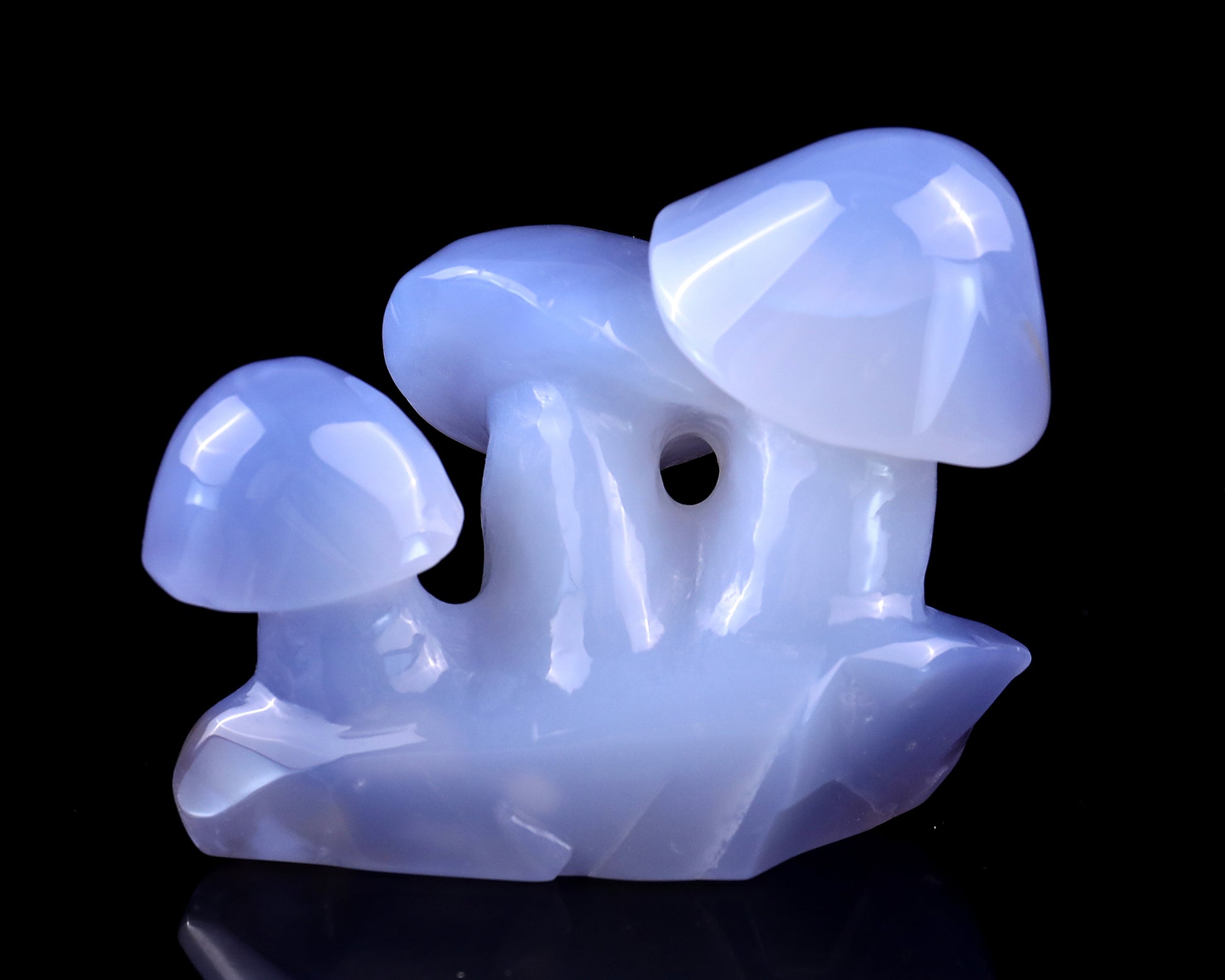 4.2" Blue Chalcedony Hand Carved Crystal Mushrooms Sculpture Crystallumi