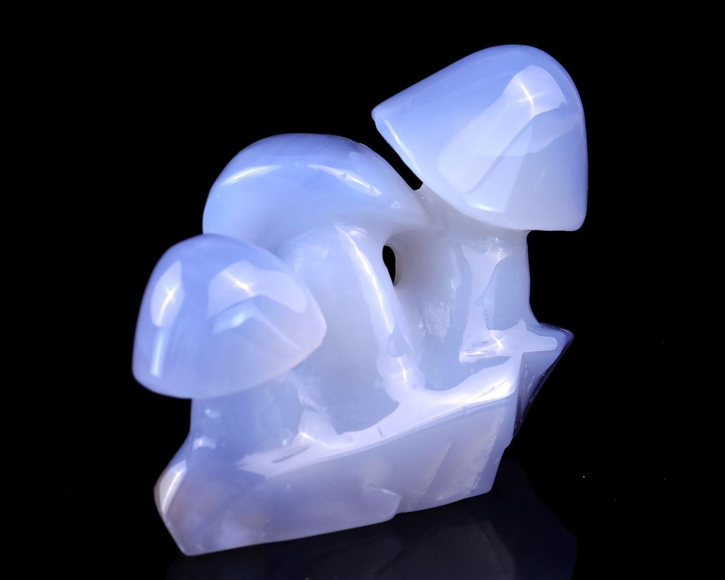 4.2" Blue Chalcedony Hand Carved Crystal Mushrooms Sculpture Crystallumi