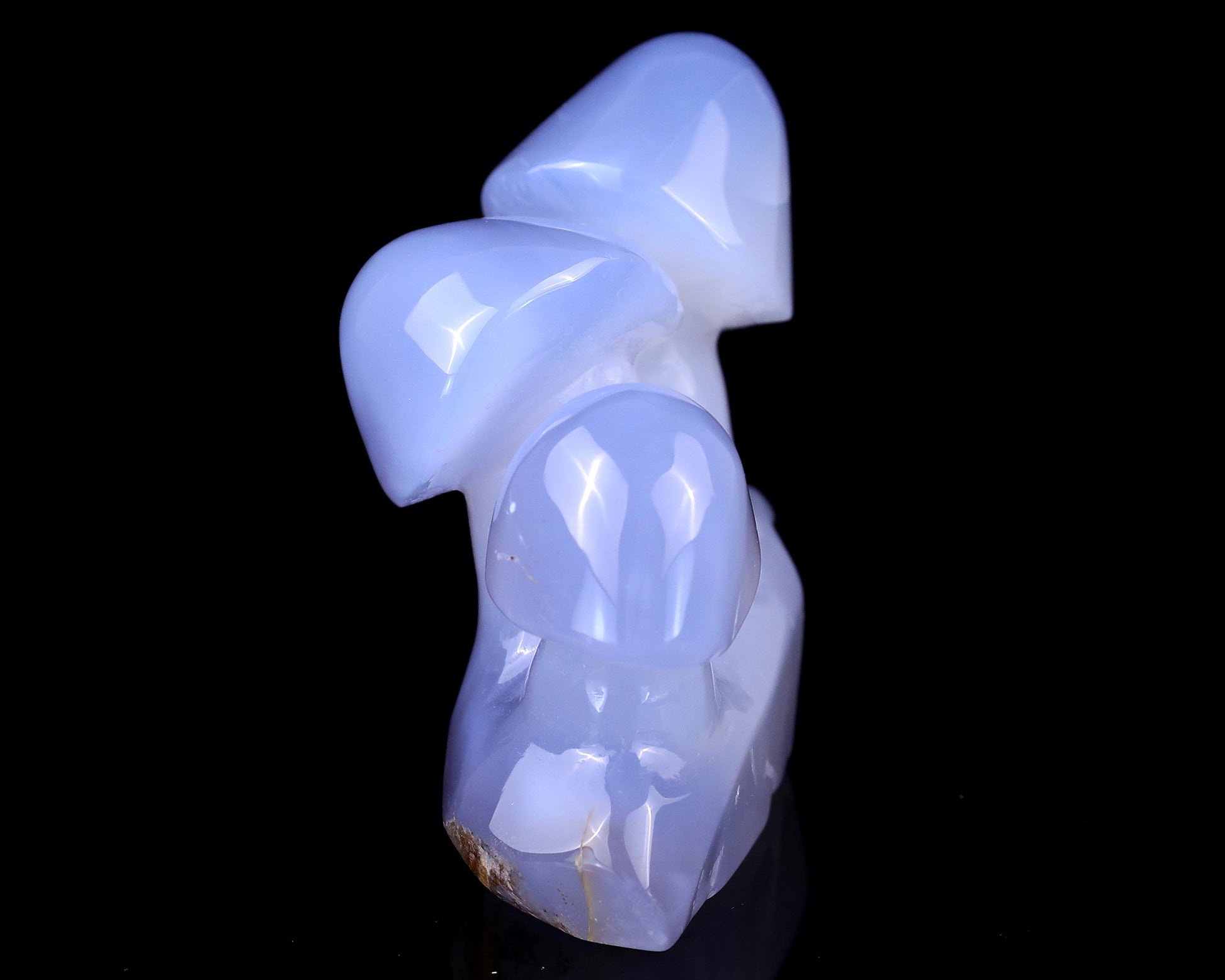 4.2" Blue Chalcedony Hand Carved Crystal Mushrooms Sculpture Crystallumi