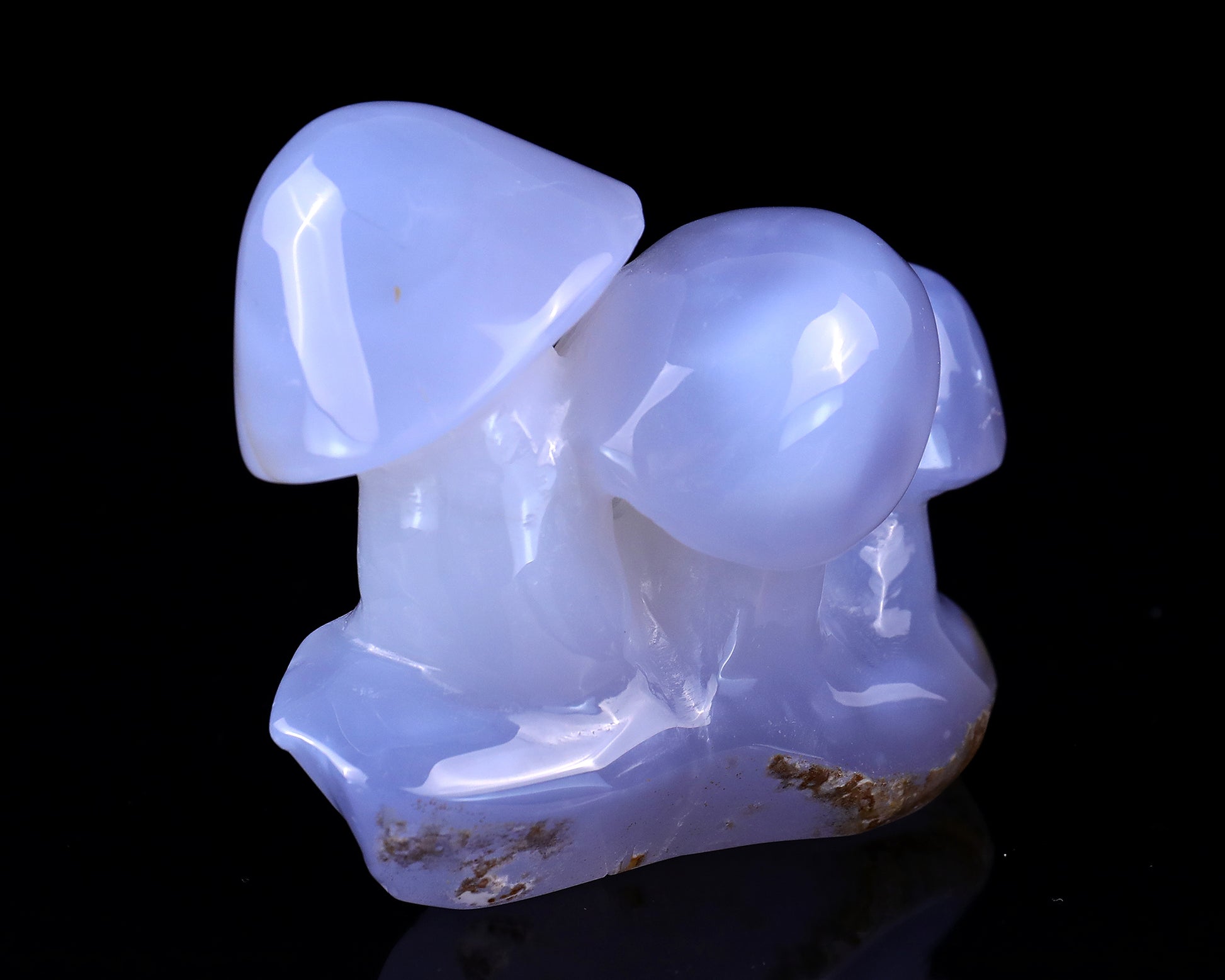 4.2" Blue Chalcedony Hand Carved Crystal Mushrooms Sculpture Crystallumi