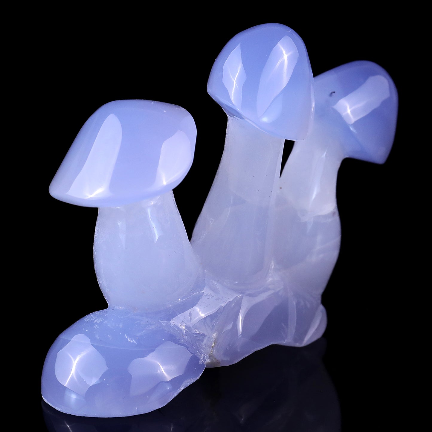 4.2" Blue Chalcedony Hand Carved Crystal Mushrooms Sculpture Crystallumi