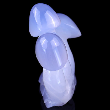 4.2" Blue Chalcedony Hand Carved Crystal Mushrooms Sculpture Crystallumi