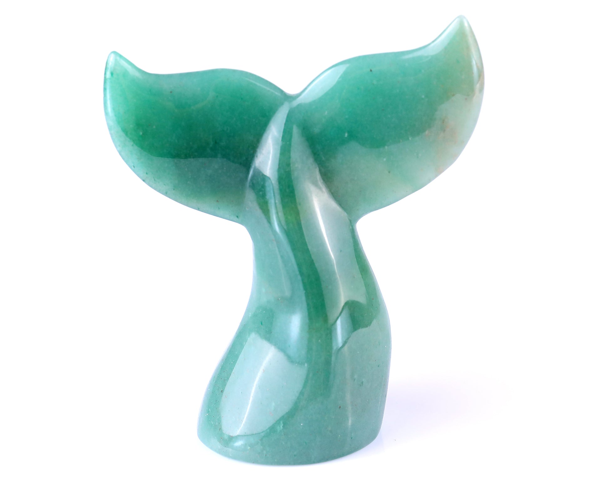 4.2" Green Aventurine Hand Carved Crystal Whale Tail Crystallumi