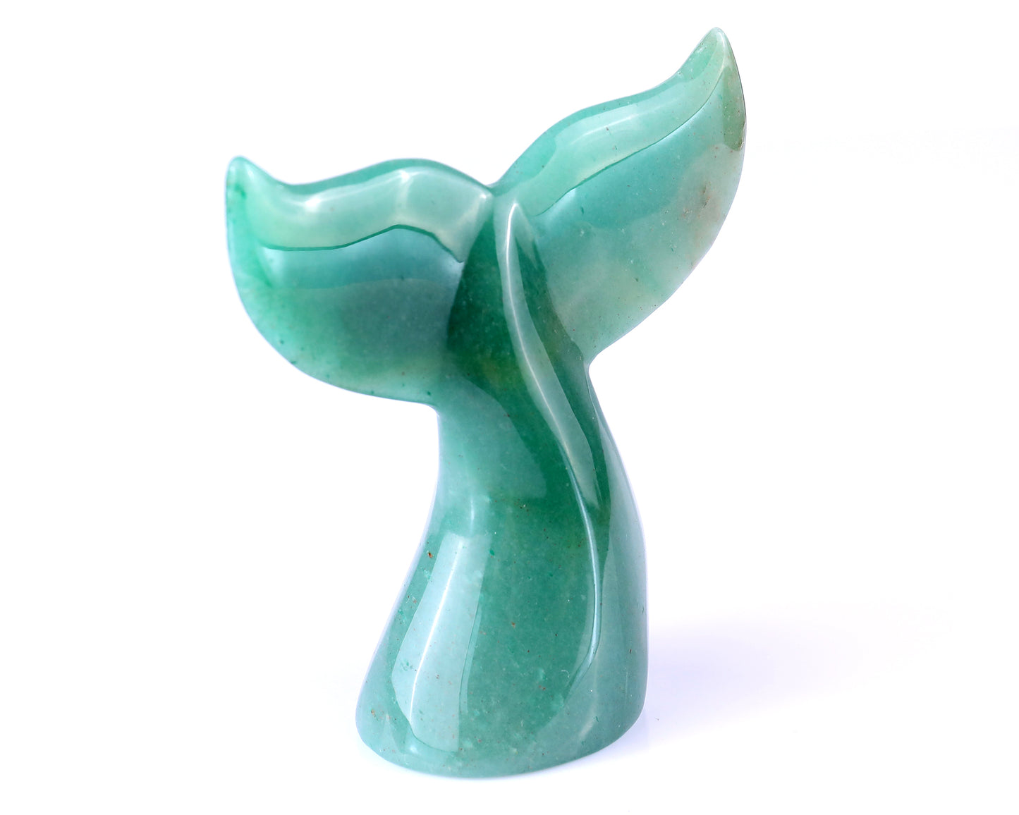 4.2" Green Aventurine Hand Carved Crystal Whale Tail Crystallumi