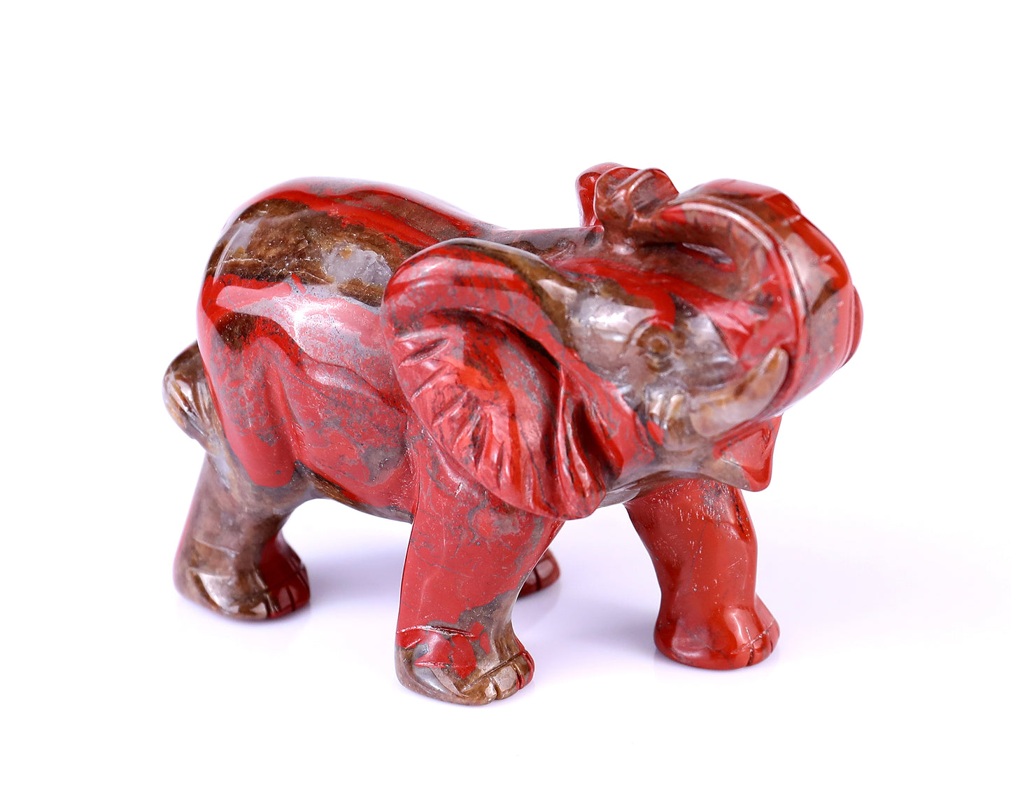 4.2" Red Jasper Hand Carved Crystal Elephant Sculpture Crystallumi