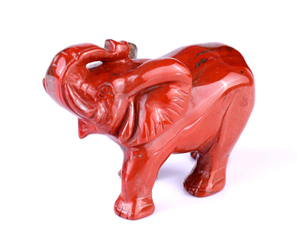 4.2" Red Jasper Hand Carved Crystal Elephant Sculpture Crystallumi