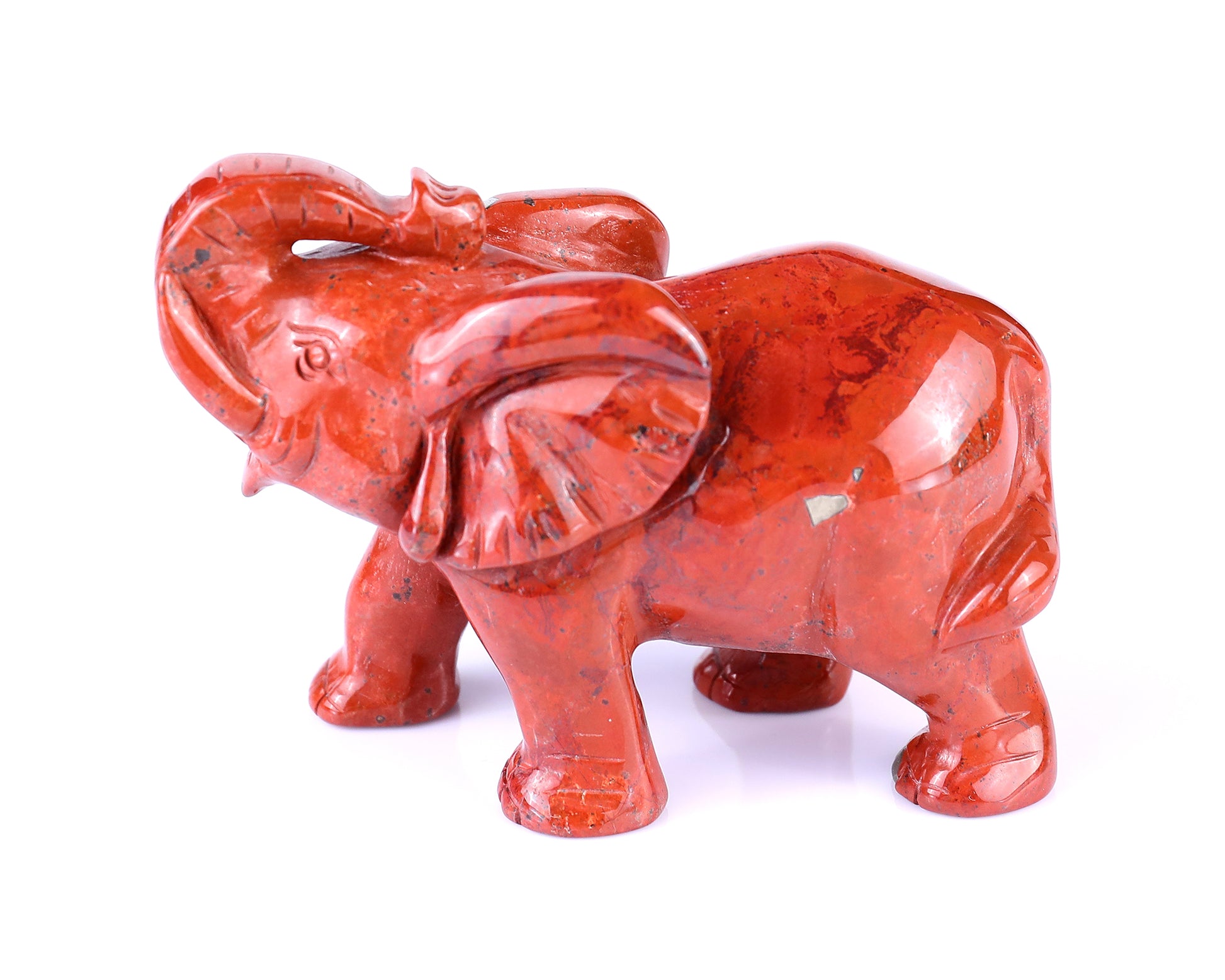 4.2" Red Jasper Hand Carved Crystal Elephant Sculpture Crystallumi