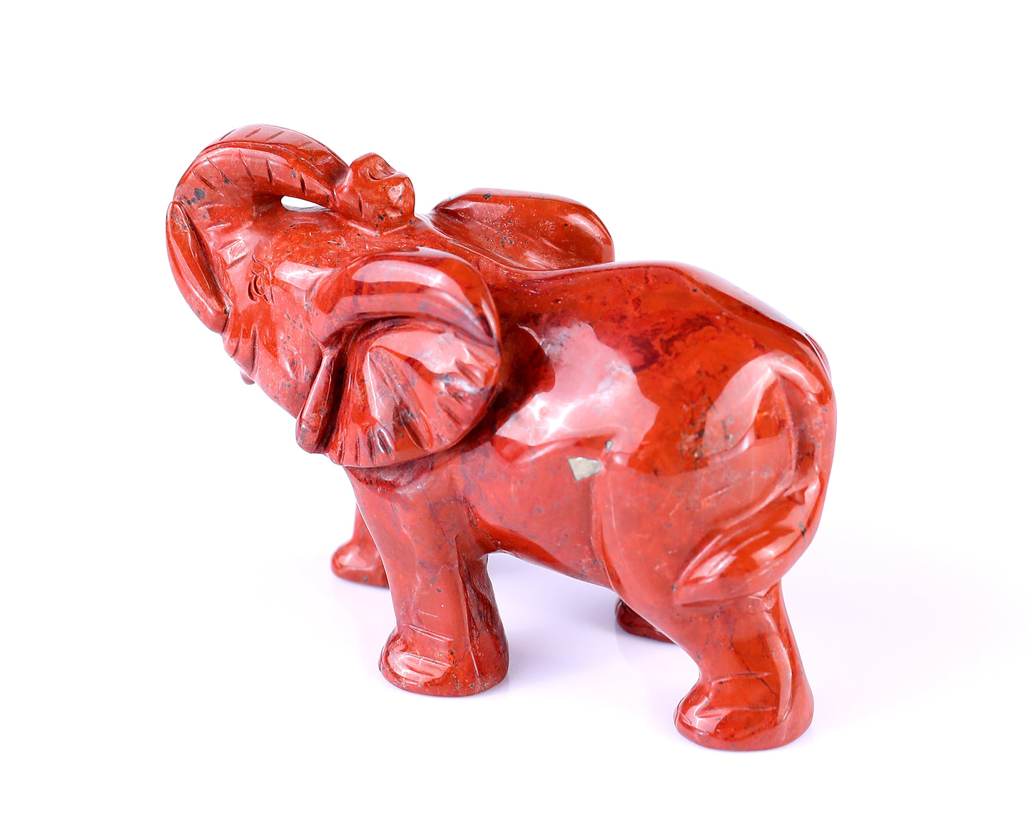 4.2" Red Jasper Hand Carved Crystal Elephant Sculpture Crystallumi