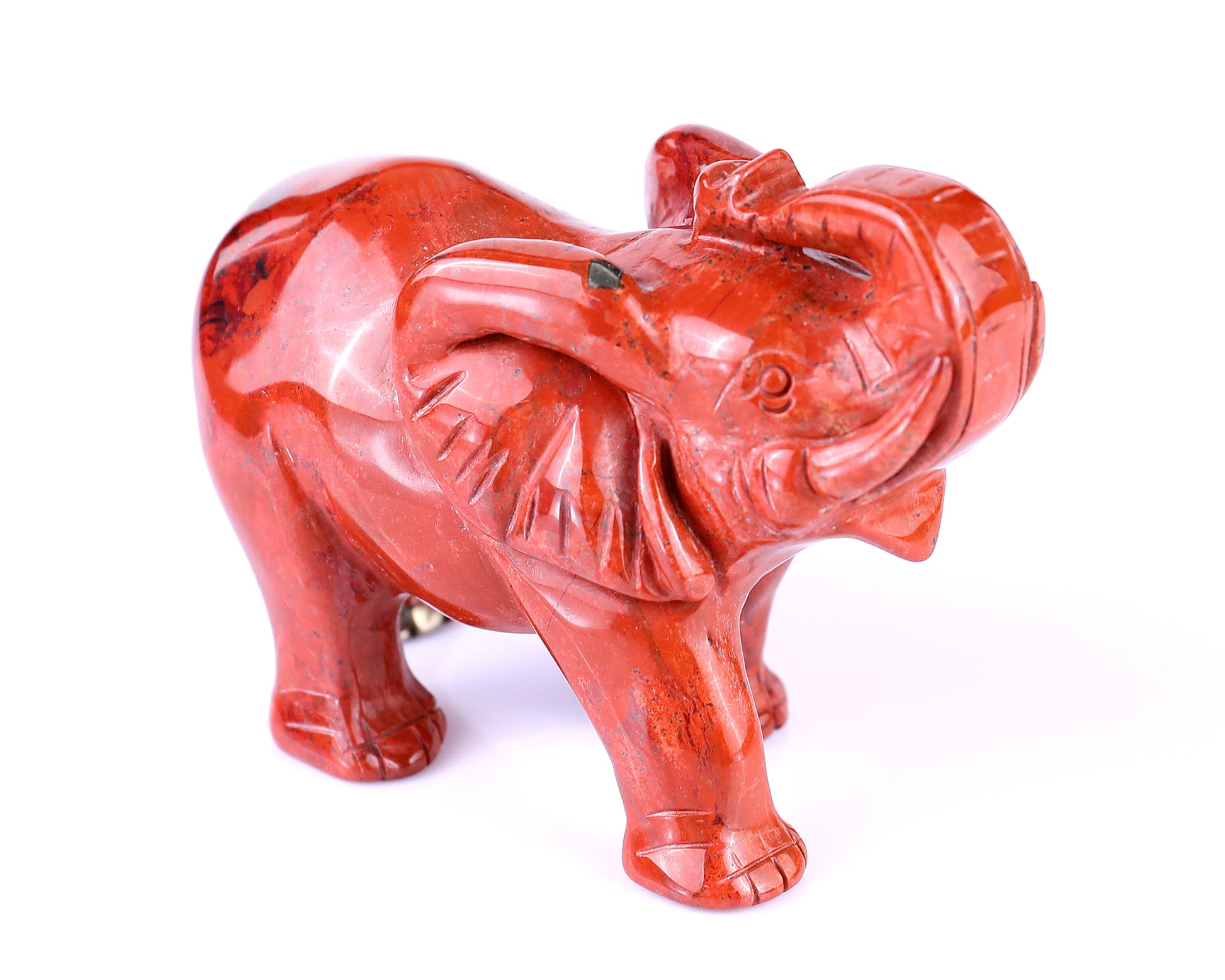 4.2" Red Jasper Hand Carved Crystal Elephant Sculpture Crystallumi