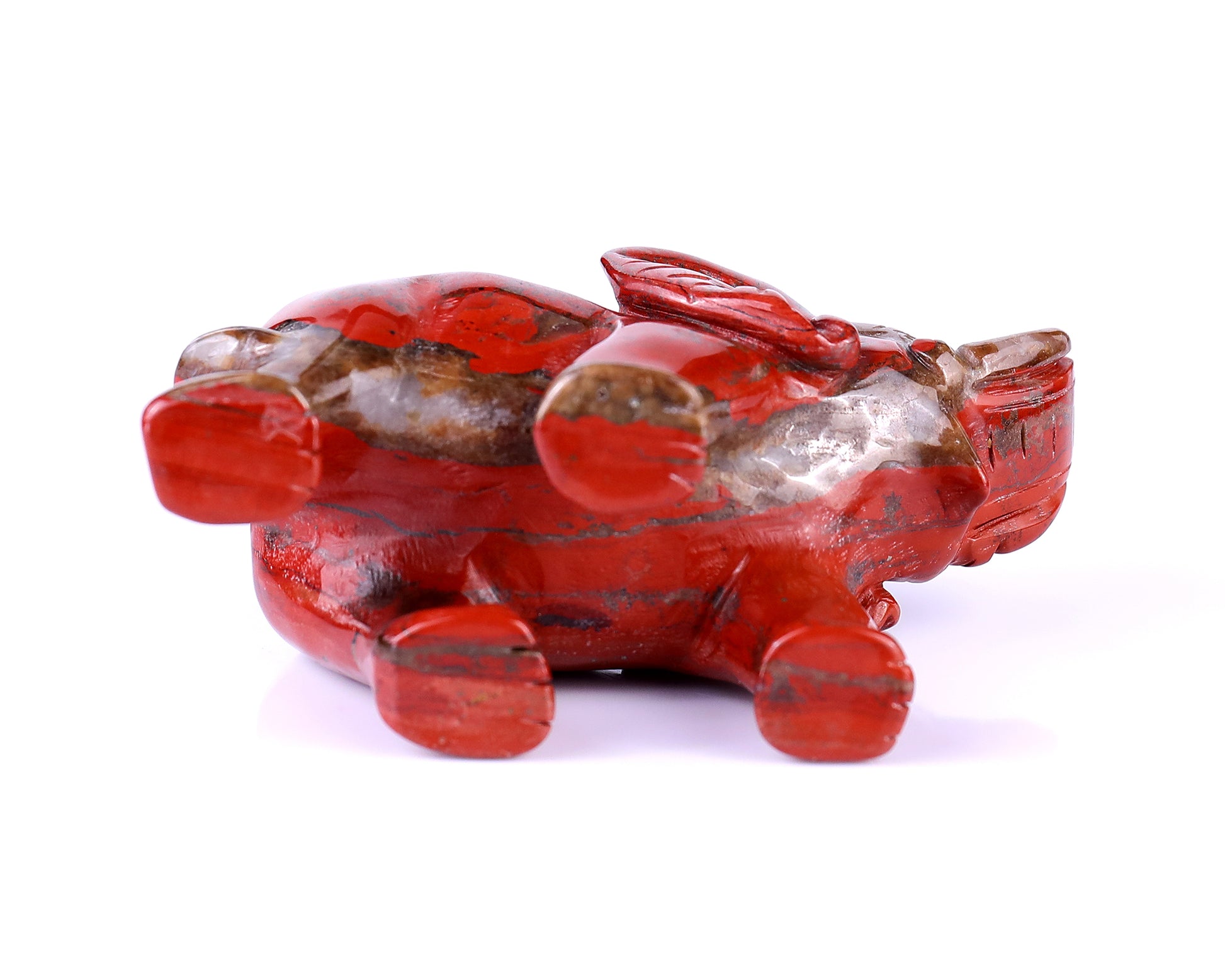 4.2" Red Jasper Hand Carved Crystal Elephant Sculpture Crystallumi