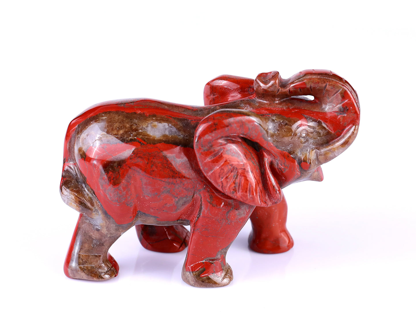 4.2" Red Jasper Hand Carved Crystal Elephant Sculpture Crystallumi