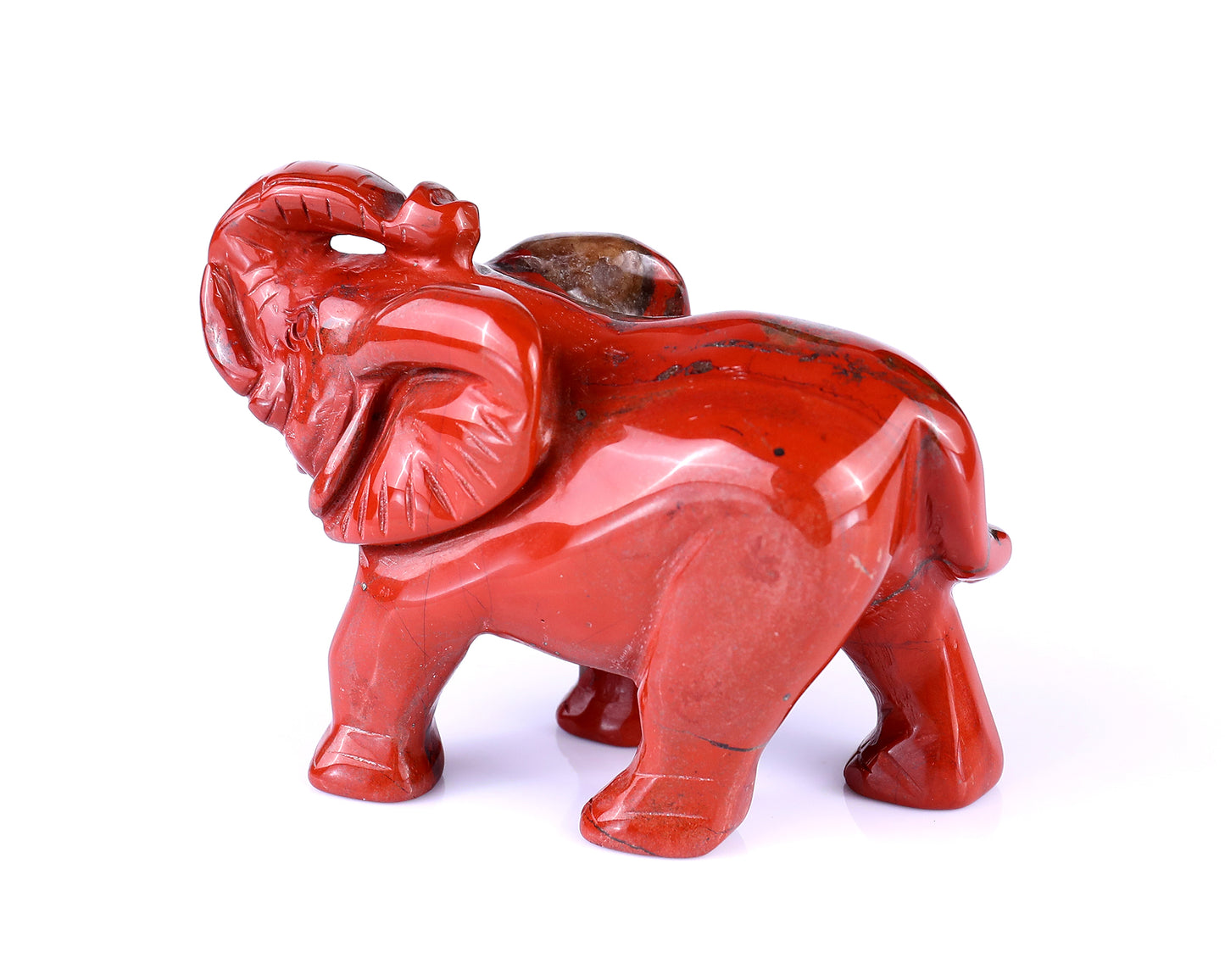 4.2" Red Jasper Hand Carved Crystal Elephant Sculpture Crystallumi