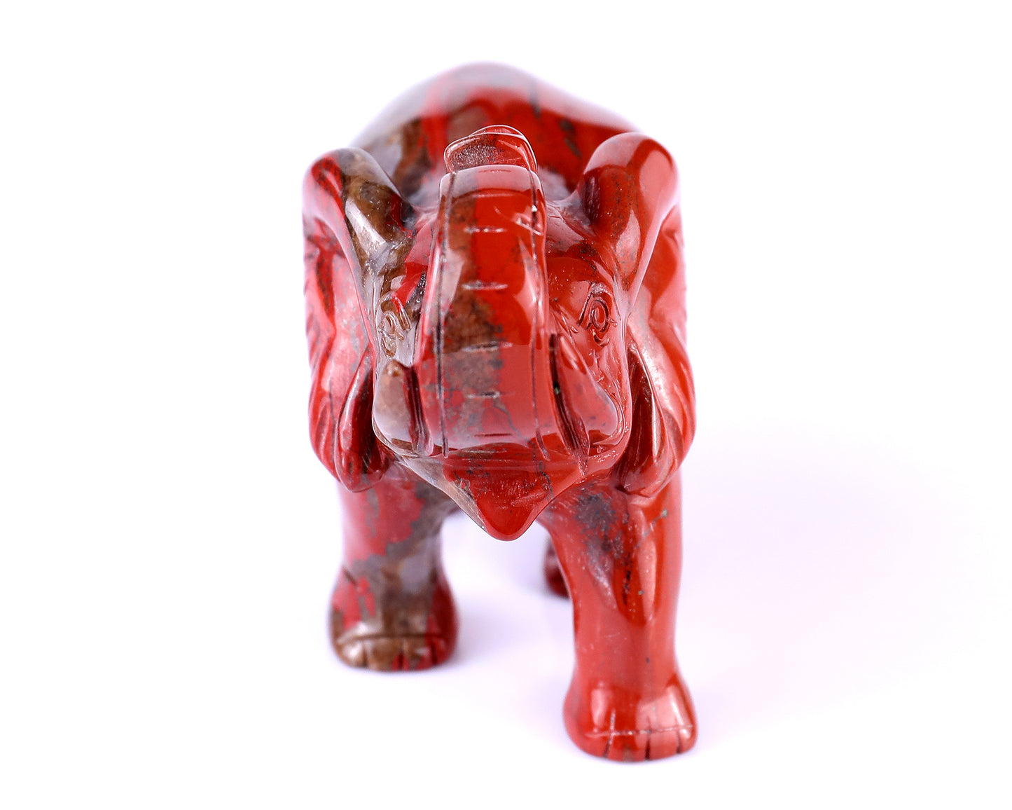 4.2" Red Jasper Hand Carved Crystal Elephant Sculpture Crystallumi