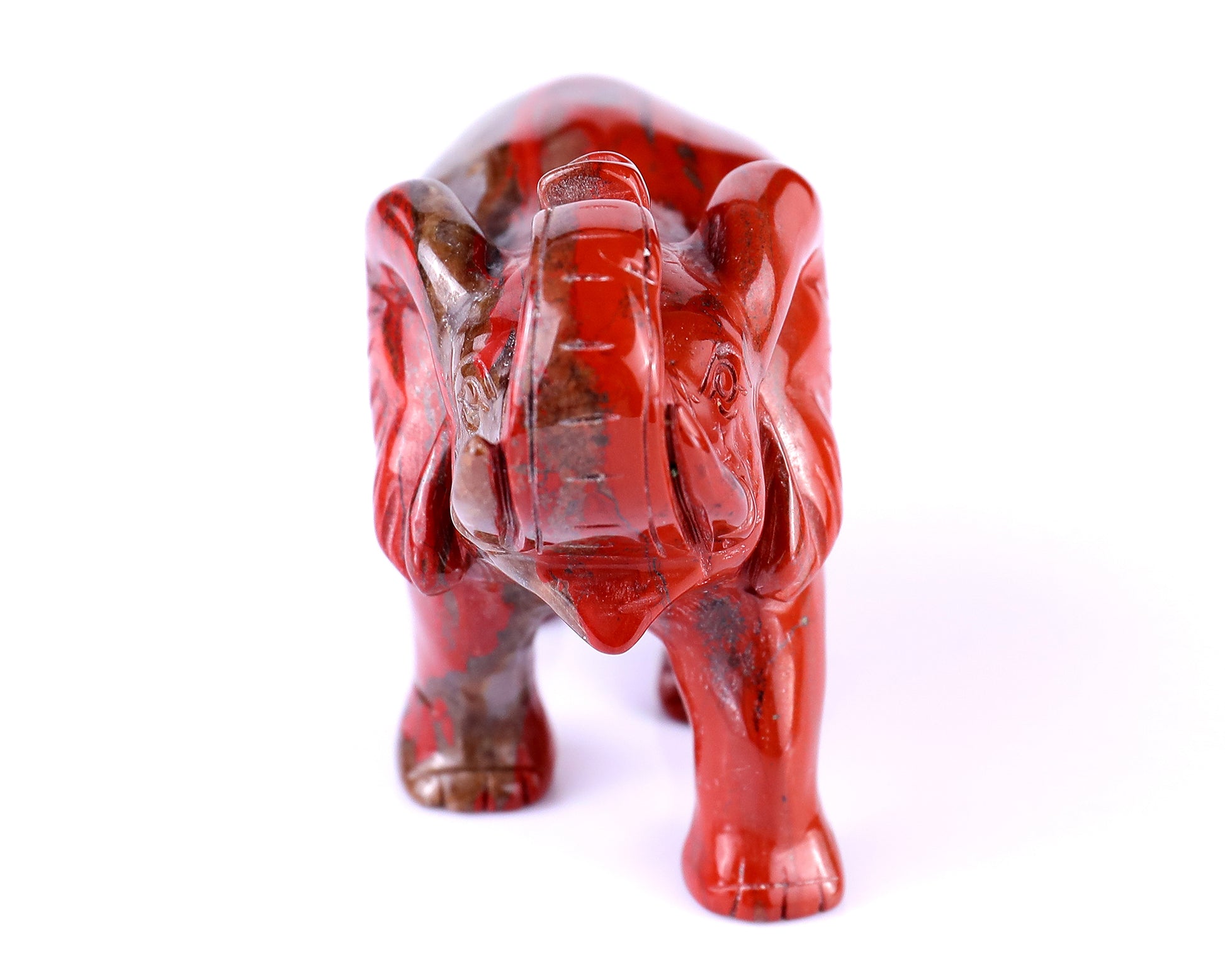 4.2" Red Jasper Hand Carved Crystal Elephant Sculpture Crystallumi