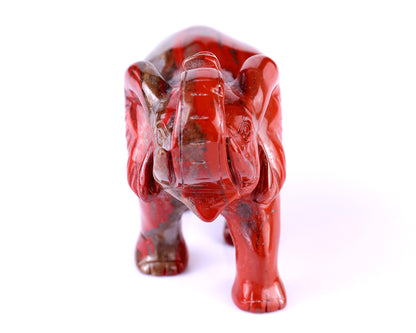 4.2" Red Jasper Hand Carved Crystal Elephant Sculpture Crystallumi