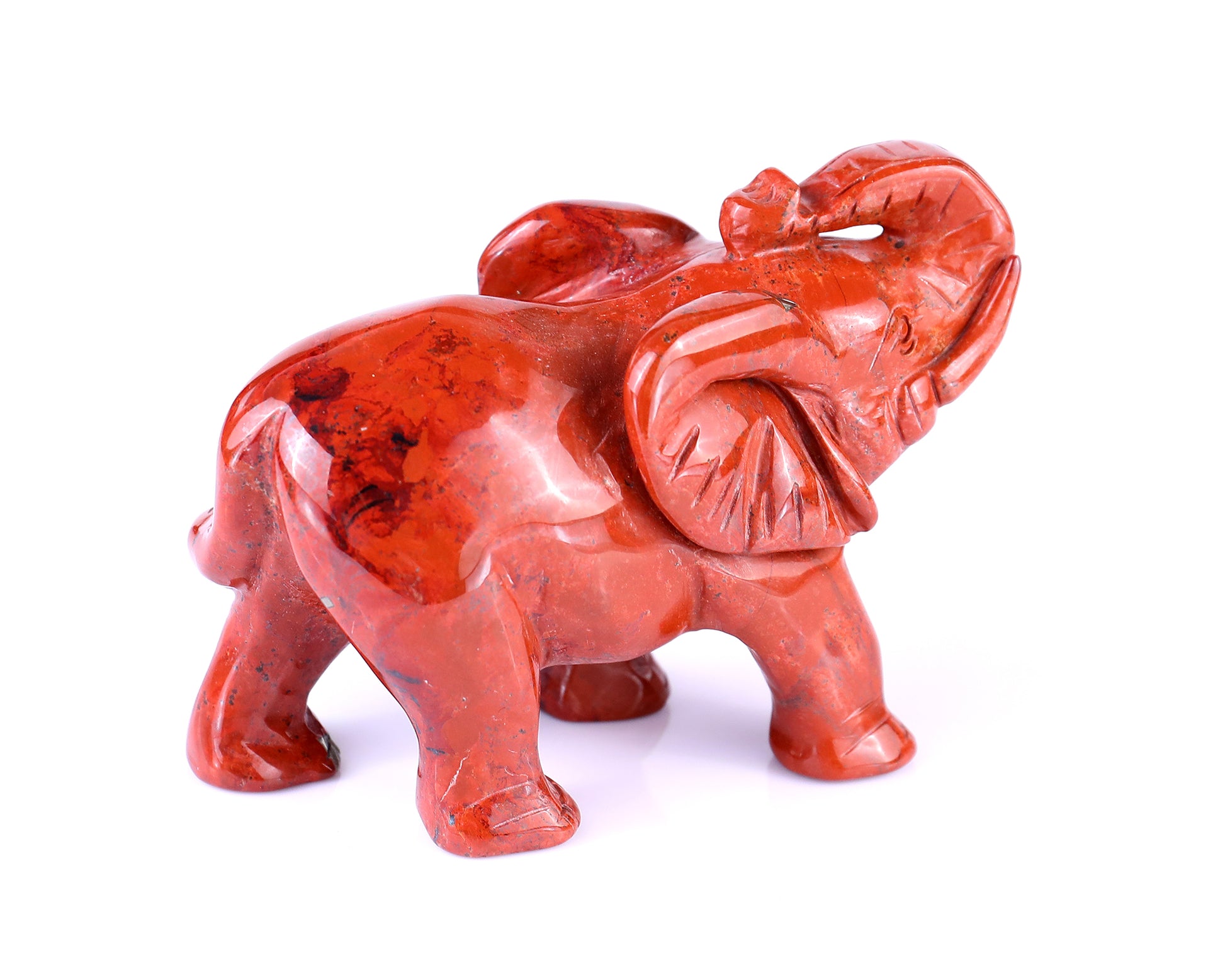 4.2" Red Jasper Hand Carved Crystal Elephant Sculpture Crystallumi