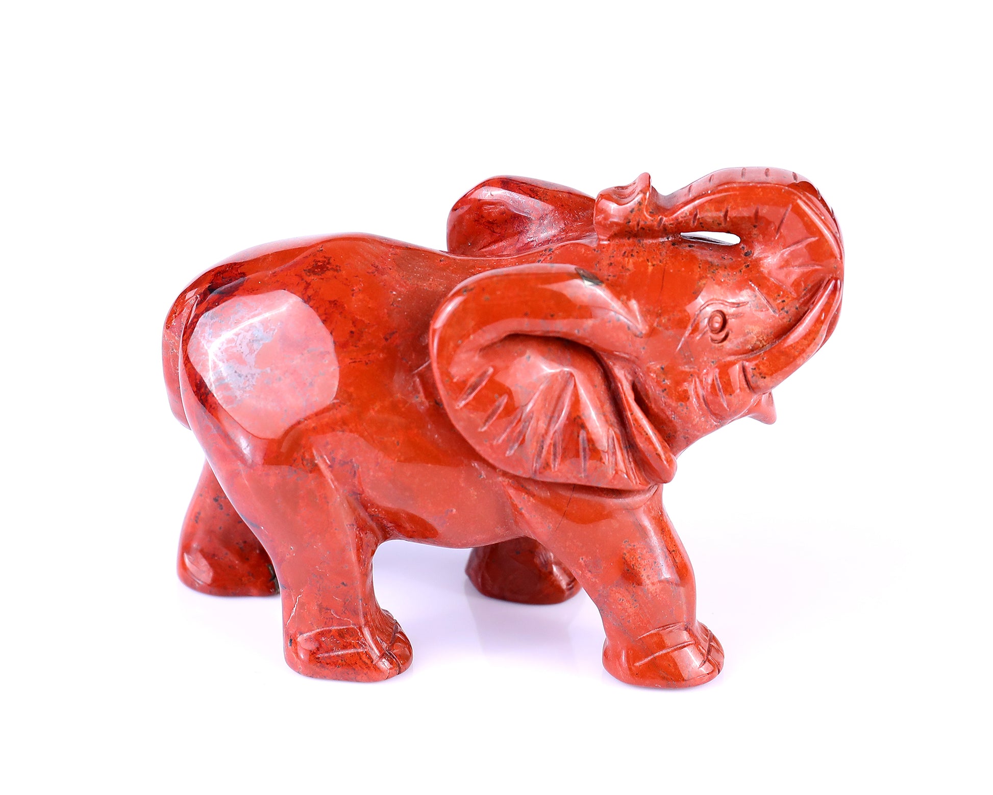 4.2" Red Jasper Hand Carved Crystal Elephant Sculpture Crystallumi