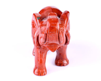 4.2" Red Jasper Hand Carved Crystal Elephant Sculpture Crystallumi