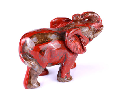 4.2" Red Jasper Hand Carved Crystal Elephant Sculpture Crystallumi