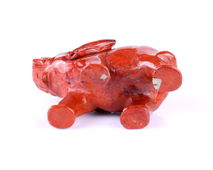 4.2" Red Jasper Hand Carved Crystal Elephant Sculpture Crystallumi