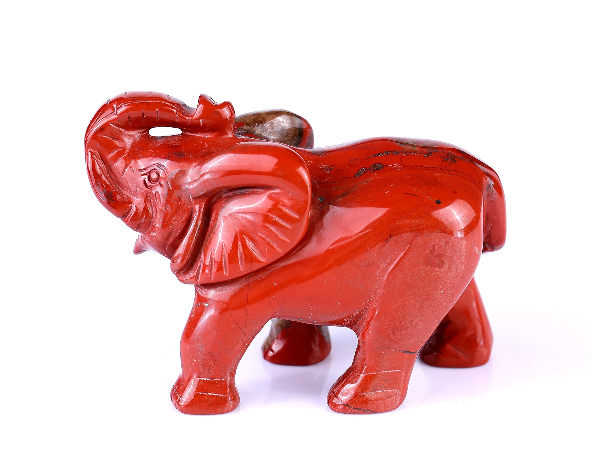 4.2" Red Jasper Hand Carved Crystal Elephant Sculpture Crystallumi