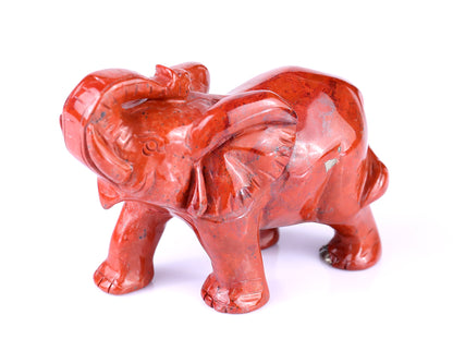 4.2" Red Jasper Hand Carved Crystal Elephant Sculpture Crystallumi