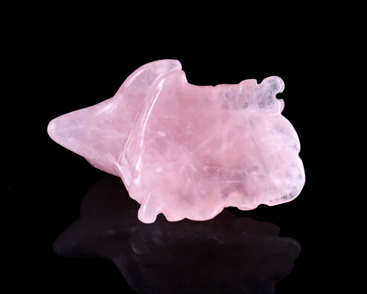 4.2" Rose Quartz Hand Carved Crystal Dolphin Sculpture Crystallumi