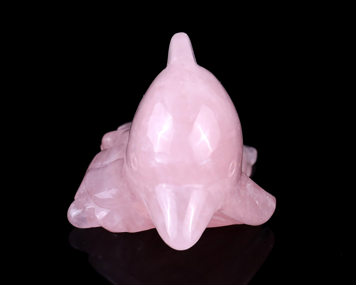 4.2" Rose Quartz Hand Carved Crystal Dolphin Sculpture Crystallumi