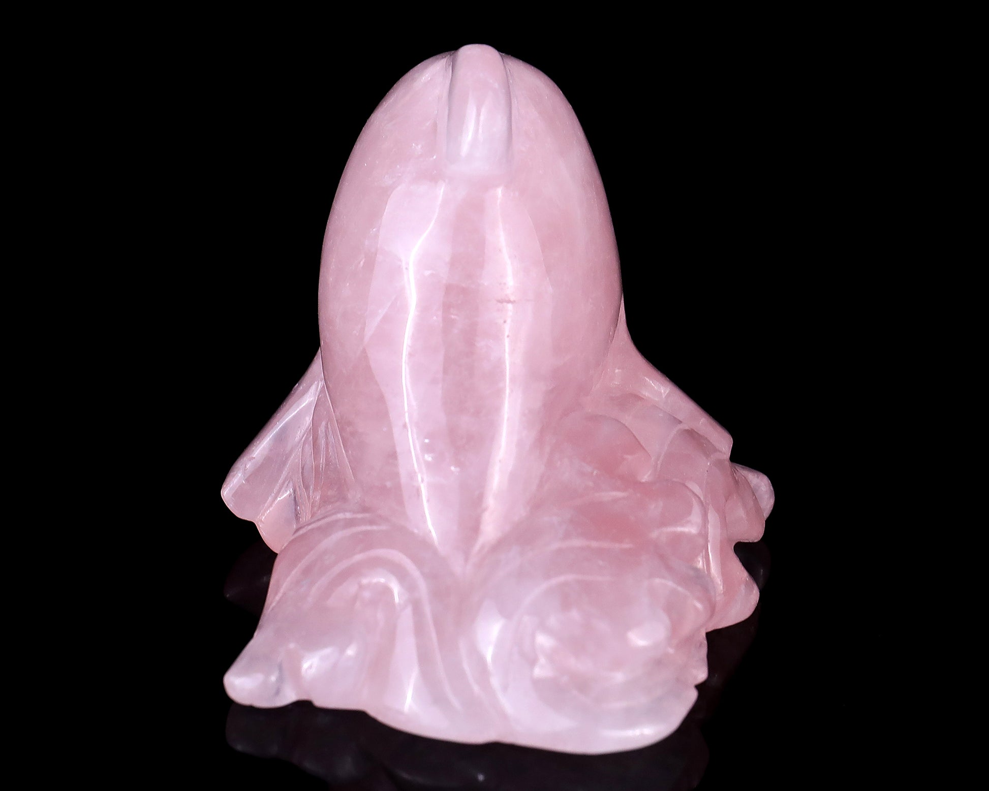 4.2" Rose Quartz Hand Carved Crystal Dolphin Sculpture Crystallumi