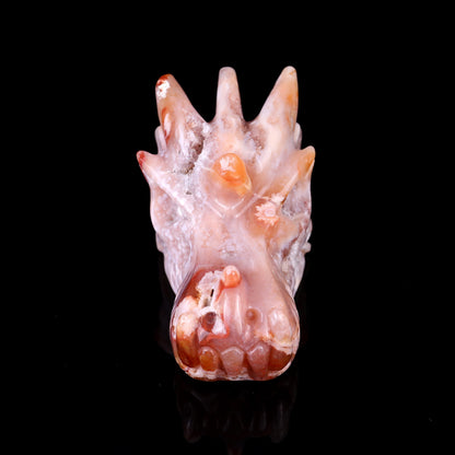 4.2" Sakura Agate Hand Carved Crystal Dragon Skull Sculpture Crystallumi