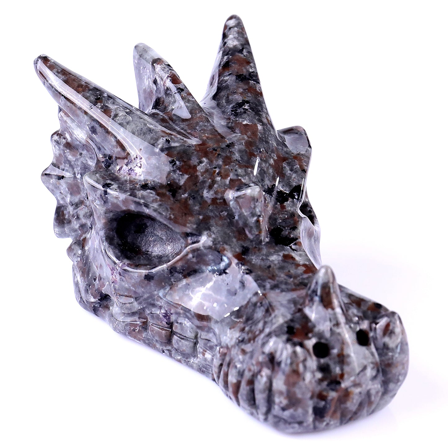 4.2" Yooperlite Hand Carved Crystal Dragon Skull Sculpture Crystallumi