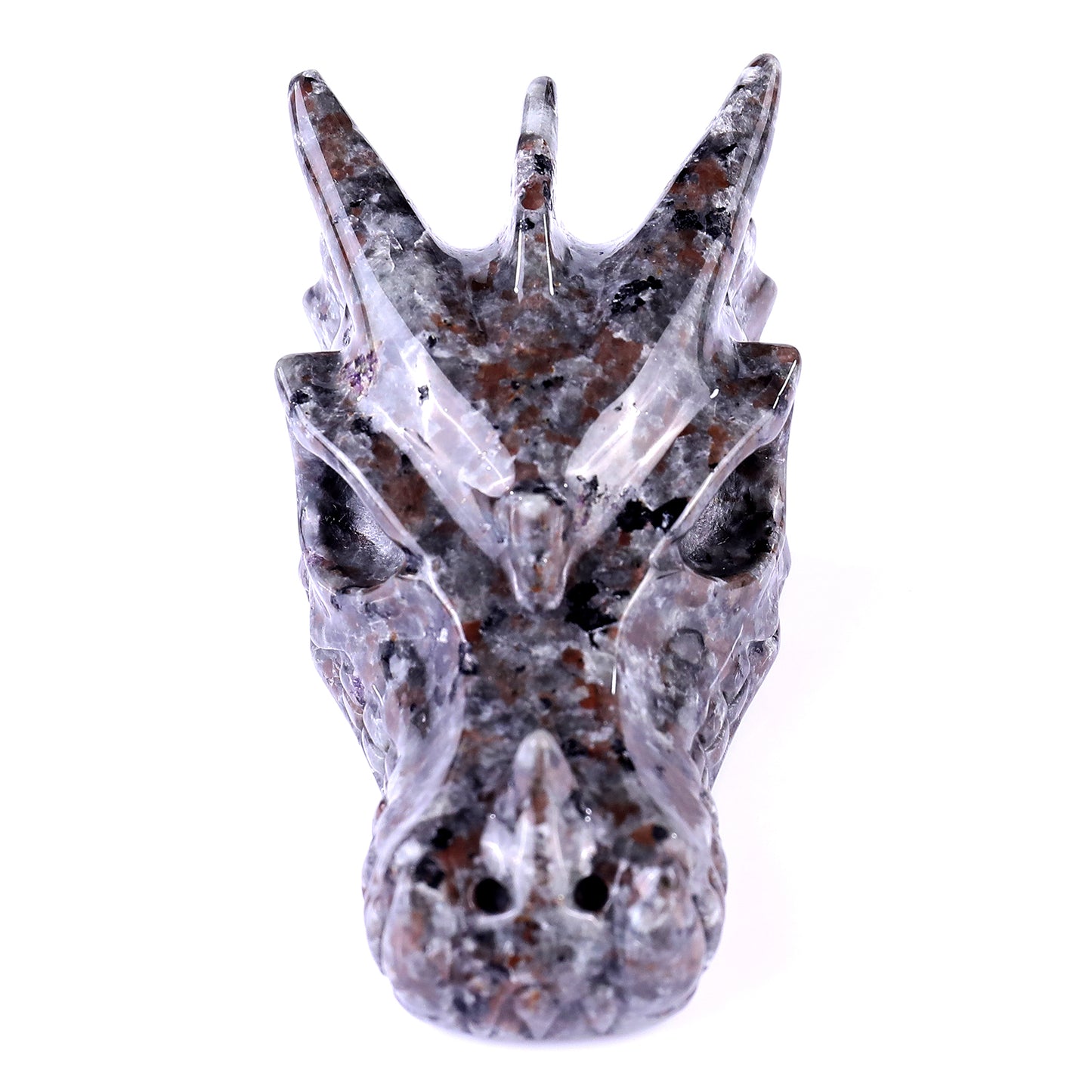 4.2" Yooperlite Hand Carved Crystal Dragon Skull Sculpture Crystallumi