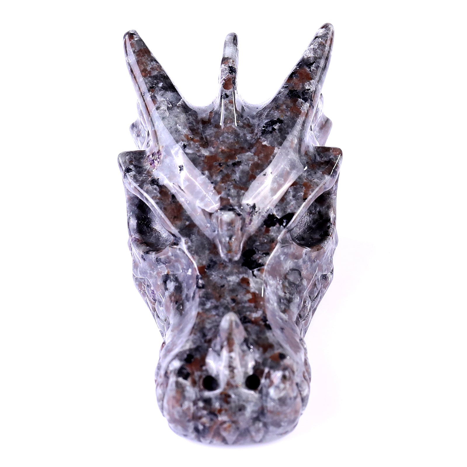 4.2" Yooperlite Hand Carved Crystal Dragon Skull Sculpture Crystallumi