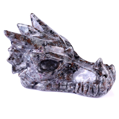 4.2" Yooperlite Hand Carved Crystal Dragon Skull Sculpture Crystallumi