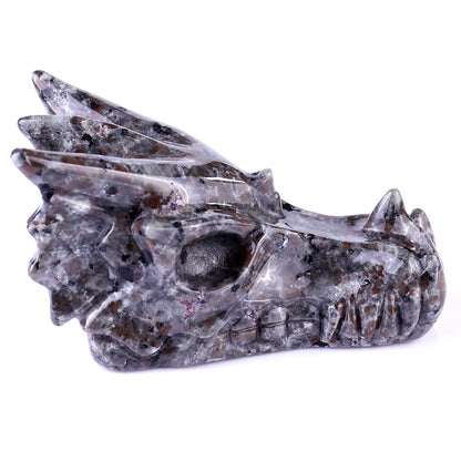 4.2" Yooperlite Hand Carved Crystal Dragon Skull Sculpture Crystallumi