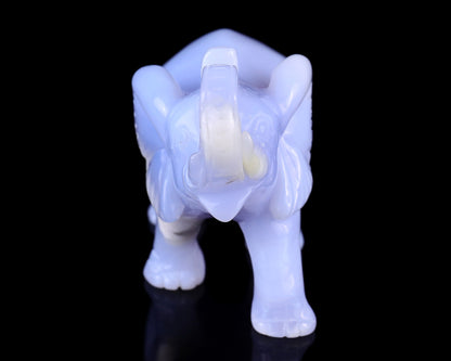 4.3" Blue Chalcedony Hand Carved Crystal Elephant Sculpture Crystallumi