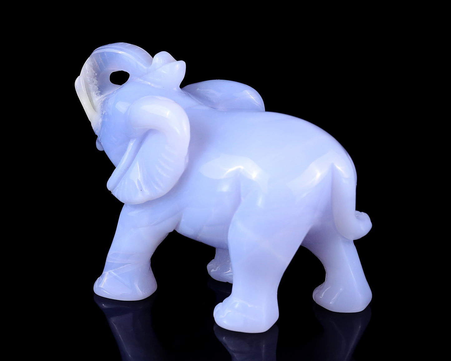 4.3" Blue Chalcedony Hand Carved Crystal Elephant Sculpture Crystallumi