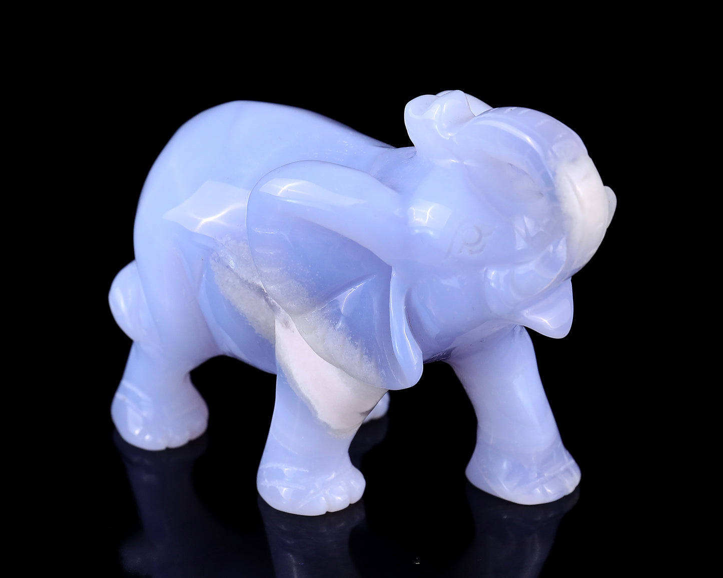 4.3" Blue Chalcedony Hand Carved Crystal Elephant Sculpture Crystallumi