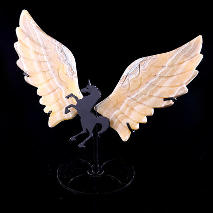 4.3" Eastern Jasper Hand Carved Crystal Unicorn Wings Sculpture Crystallumi