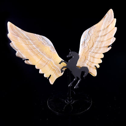 4.3" Eastern Jasper Hand Carved Crystal Unicorn Wings Sculpture Crystallumi