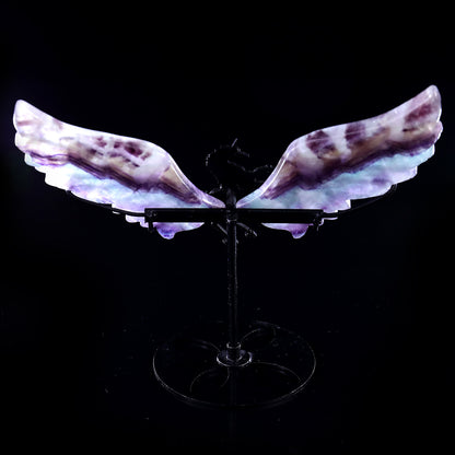 4.3" Fluorite Hand Carved Crystal Unicorn Wings Sculpture Crystallumi