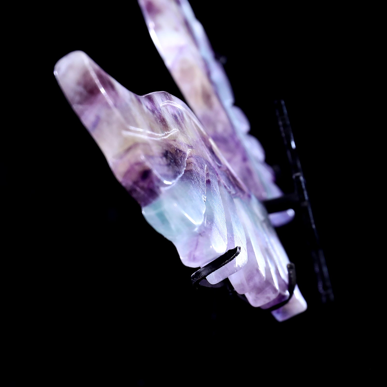 4.3" Fluorite Hand Carved Crystal Unicorn Wings Sculpture Crystallumi