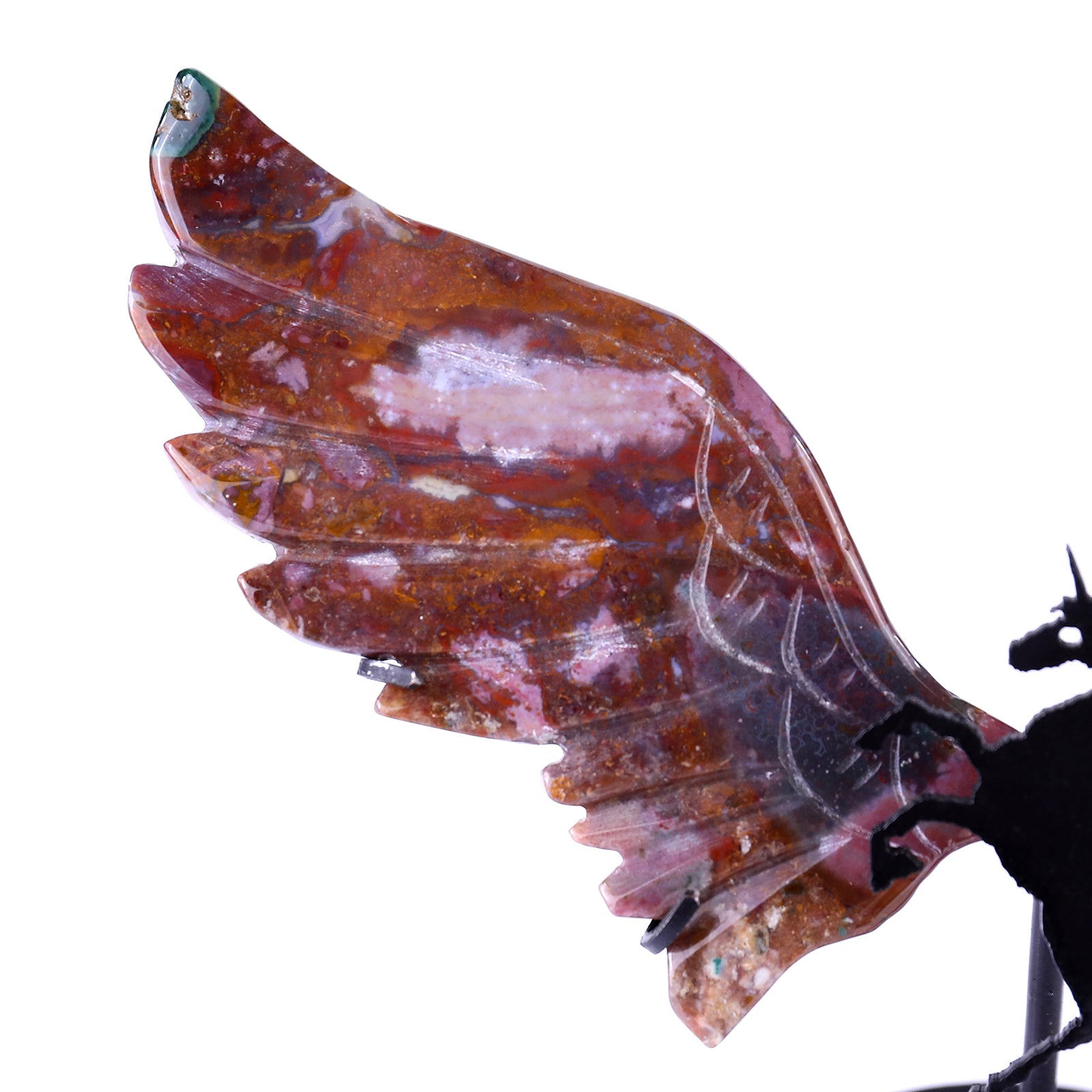 4.3" Indian Agate Hand Carved Crystal Unicorn Wings Sculpture Crystallumi