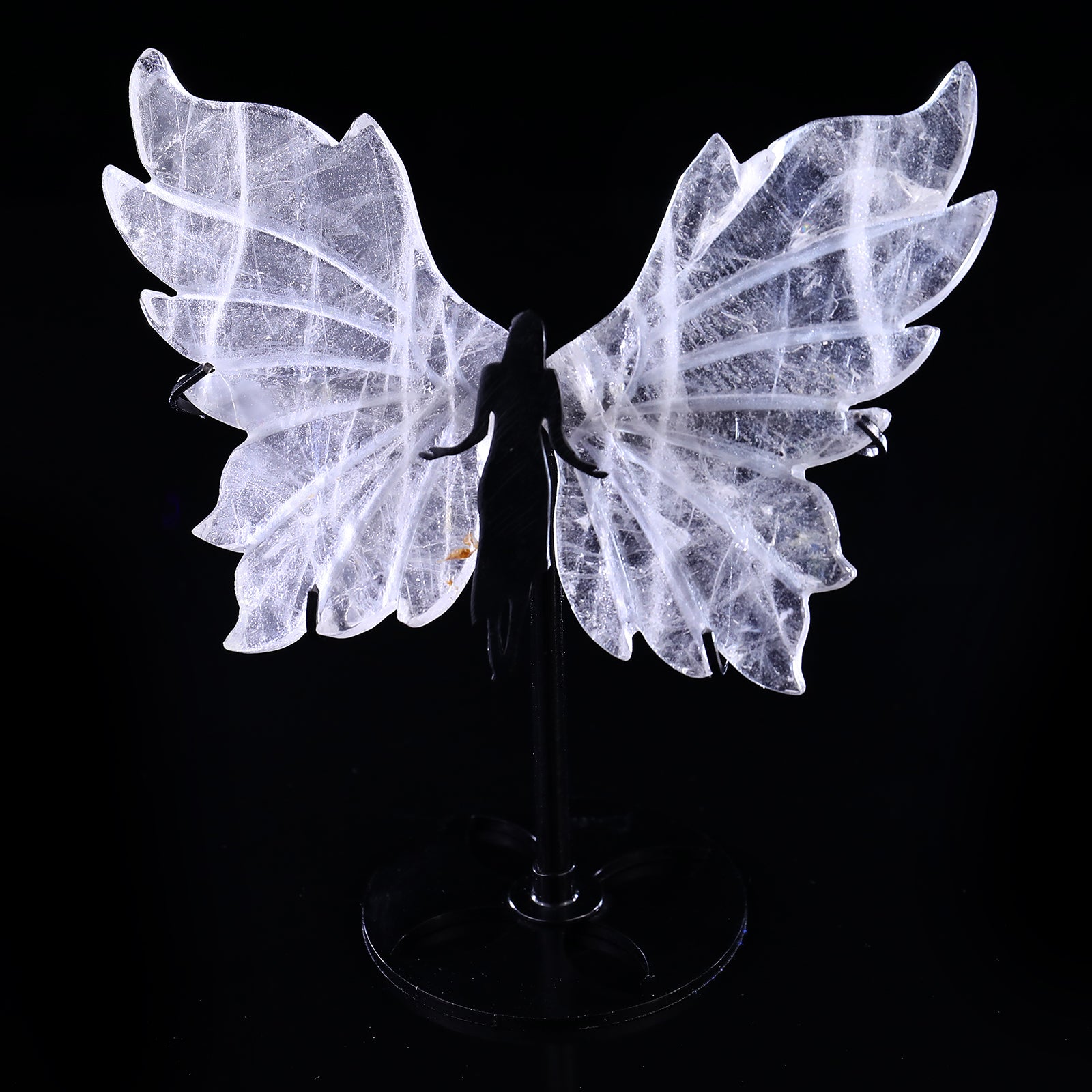 4.3" Quartz Rock Hand Carved Crystal Spirit Wings Sculpture Crystallumi