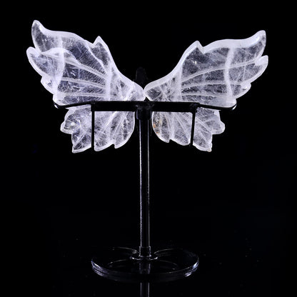 4.3" Quartz Rock Hand Carved Crystal Spirit Wings Sculpture Crystallumi