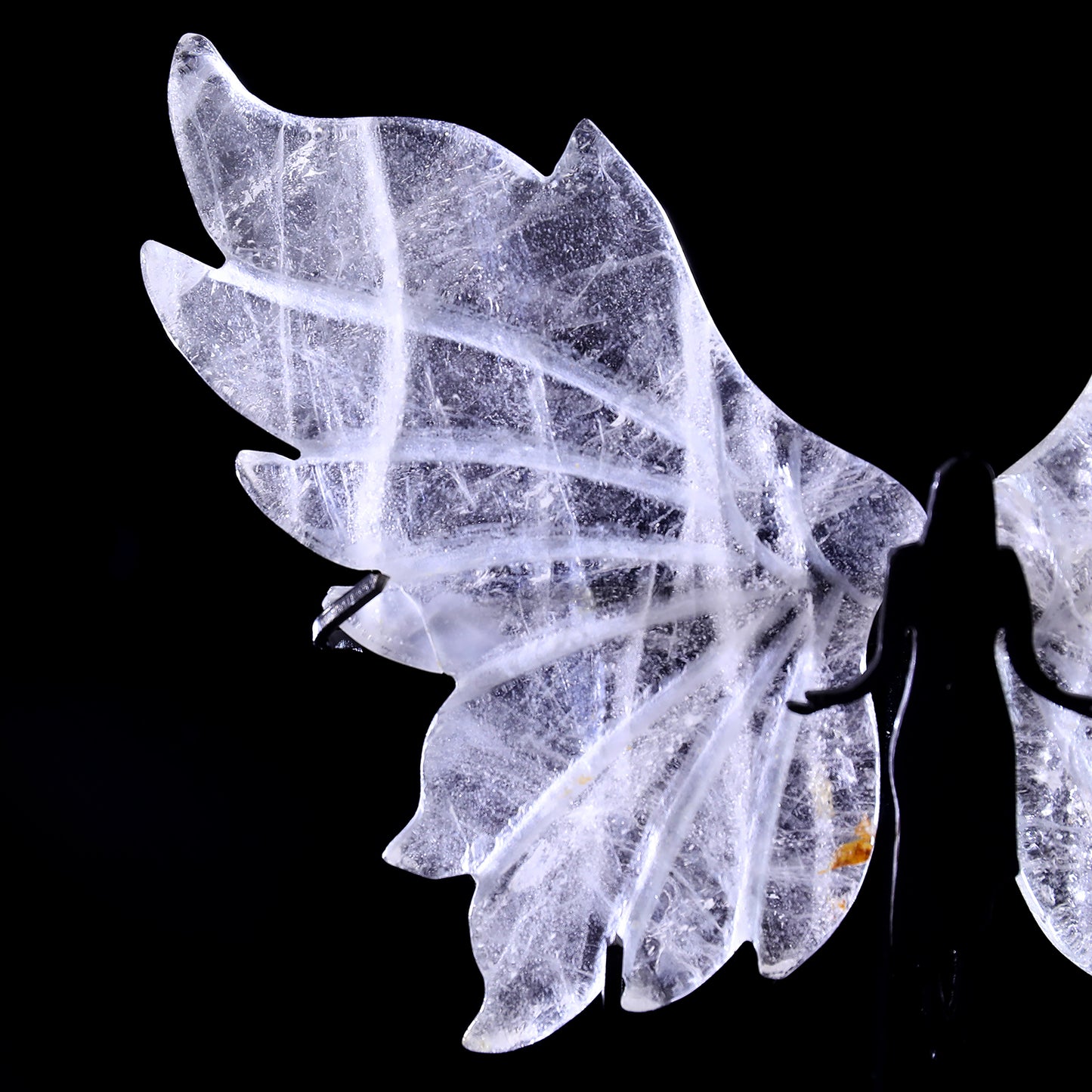 4.3" Quartz Rock Hand Carved Crystal Spirit Wings Sculpture Crystallumi