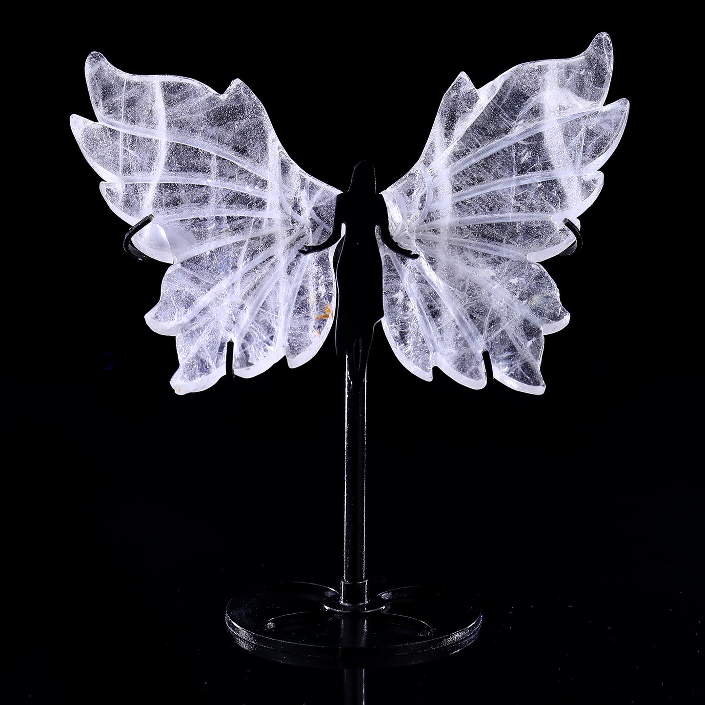 4.3" Quartz Rock Hand Carved Crystal Spirit Wings Sculpture Crystallumi