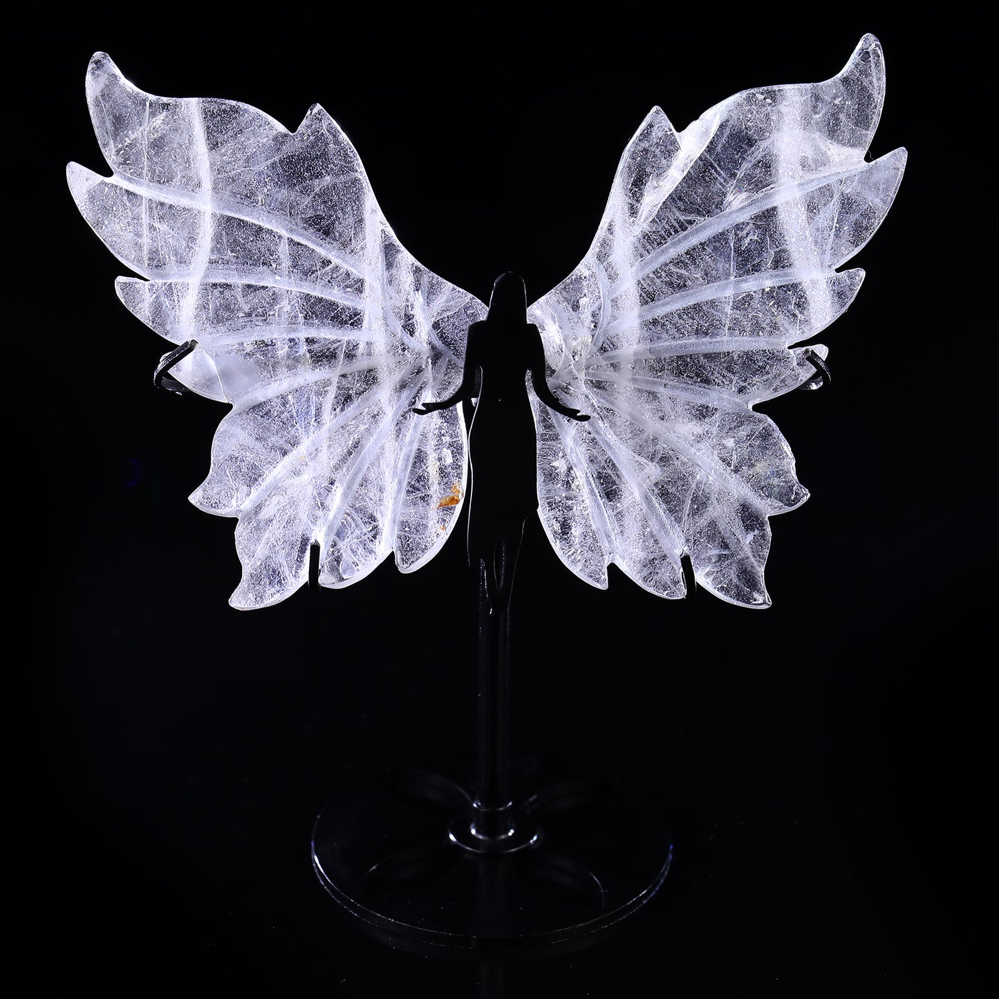 4.3" Quartz Rock Hand Carved Crystal Spirit Wings Sculpture Crystallumi