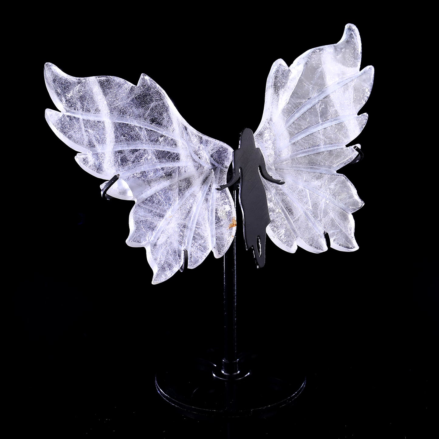 4.3" Quartz Rock Hand Carved Crystal Spirit Wings Sculpture Crystallumi